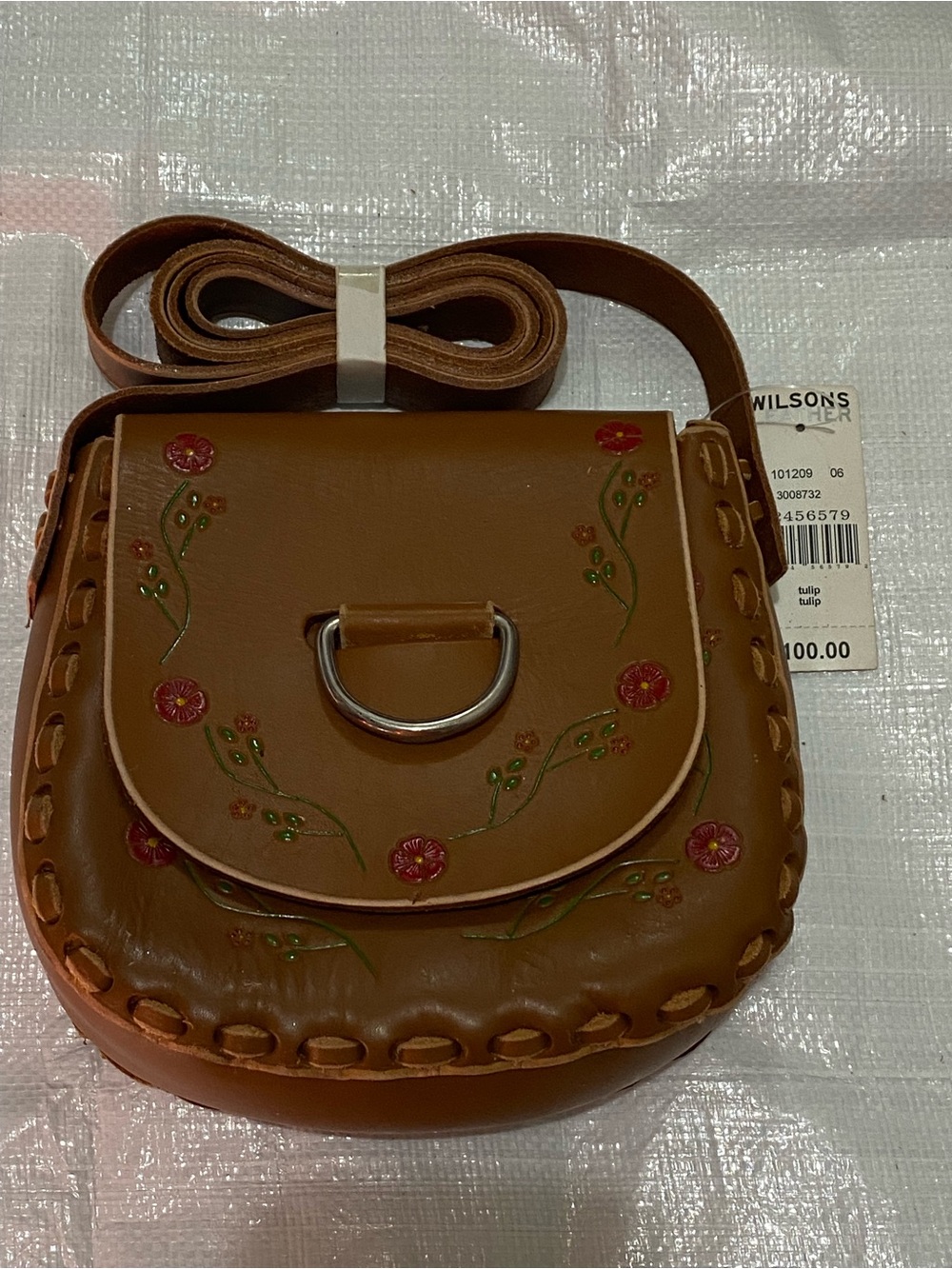 Vintage Wilson tooled leather cross body purse